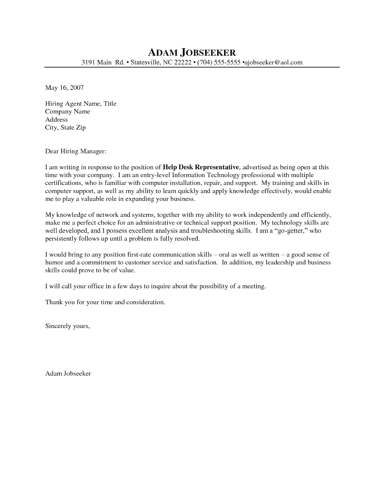 Industrial engineering entry level cover letter